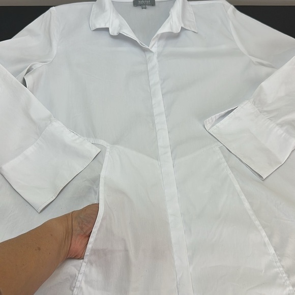 Habitat The One White Button Front Tunic Shirt S 3/4 Sleeves A-Line Pockets - Picture 7 of 15